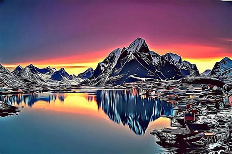 Norway Sunset On Lake Digital Art By Nenad Vasic Fine Art America