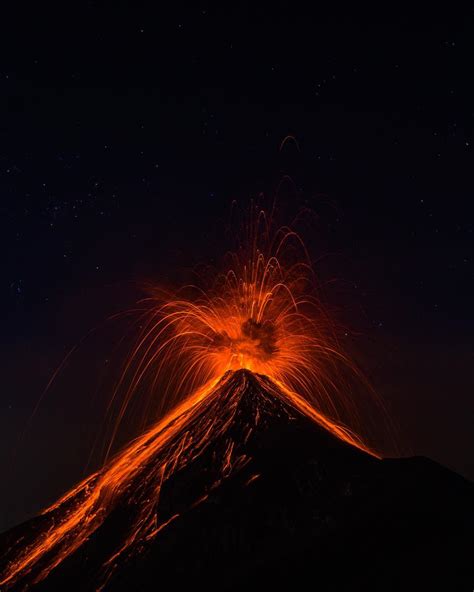 The Fuego Volcano In Guatemala Is Currently Erupting And Its Night