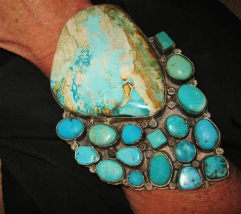 Navajo Lydia Begay Cuff Amazing Cluster Cliff Turquoise Sterling