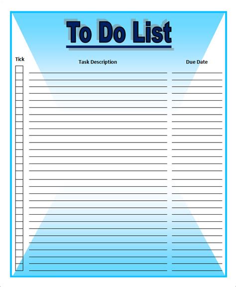 Free Printable To Do List For Work