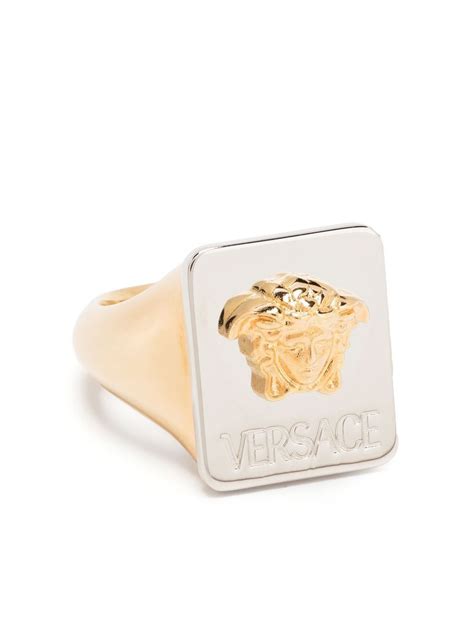 Versace Medusa Signet Ring In Gold Modesens