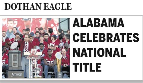 Dothan Eagle Front Page National Championship Parade On 1 20 18