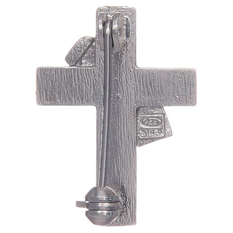 Deacon Cross Lapel Pin In 925 Silver And White Enamel Online Sales On