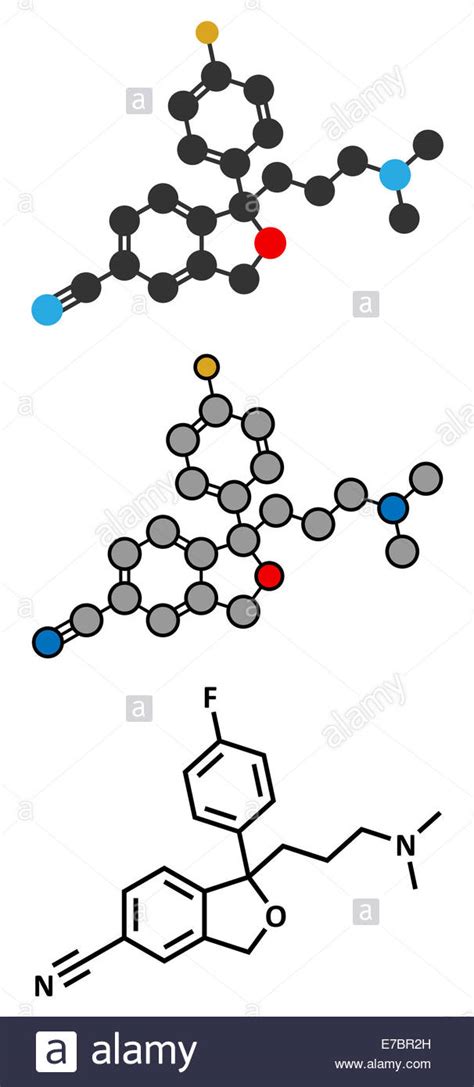 Citalopram Anti Depressant Drug Molecule Conventional Skeletal Formula