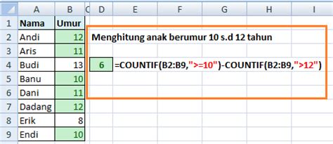 Belajar Microsoft Excel Rumus Excel Countif Menghitung Sel Dengan Syarat