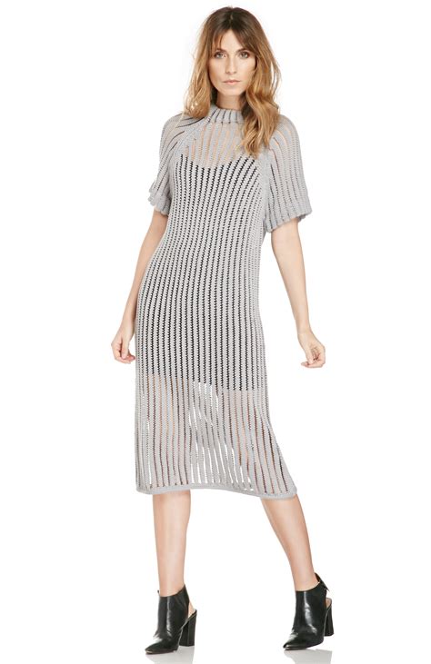 Sheer Knit Caged Dress In Grey Dailylook