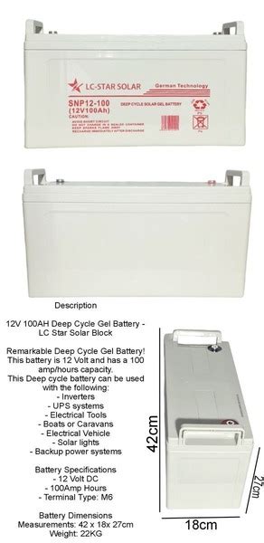 Lc Star 12v 100ah Deep Cycle Solar Gel Battery