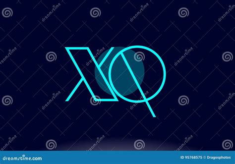 Xq X Q Blue Line Circle Alphabet Letter Logo Icon Template Vector Design Stock Vector