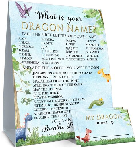 Whats Your Dragon Name Game 1 Game Sign And 30 Name