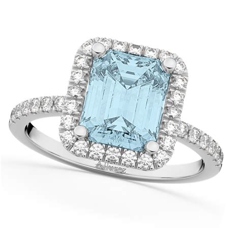 Aquamarine And Diamond Engagement Ring 18k White Gold 332ct Ad1858