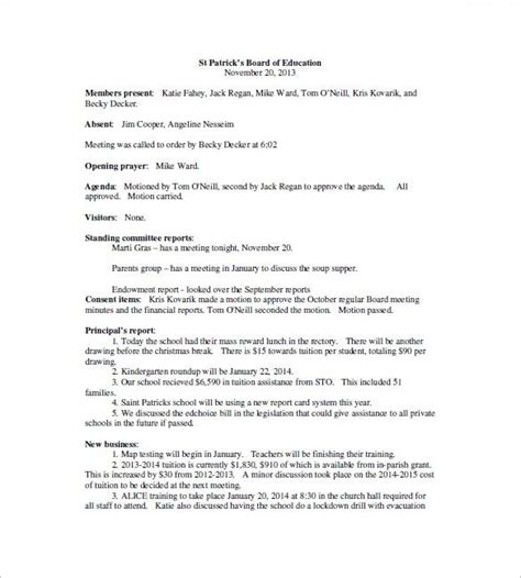 18 School Meeting Minutes Templates Word Pdf Apple Pages