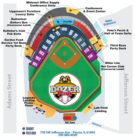 Stadium Seating Chart Peoria Chiefs Dozer Park