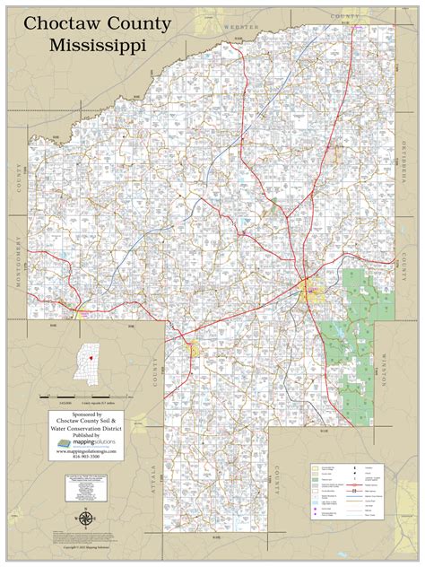 Choctaw County Mississippi 2022 Wall Map Mapping Solutions