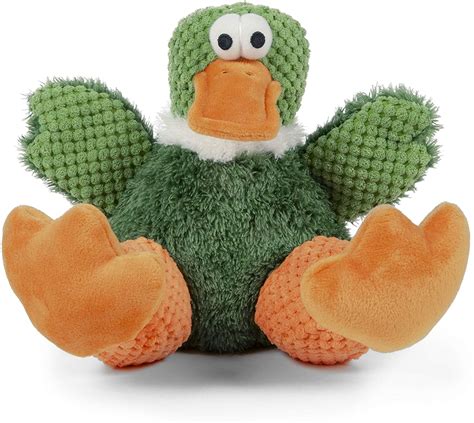 Godog Checkers Sitting Duck With Chew Guard Technology Squeaky Plush