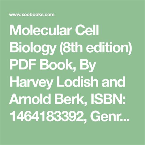 Molecular Cell Biology 8th Edition Pdf Biology Molecular Cell Biology