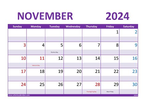 Free Printable November 2024 Calendars Monthly Calendar