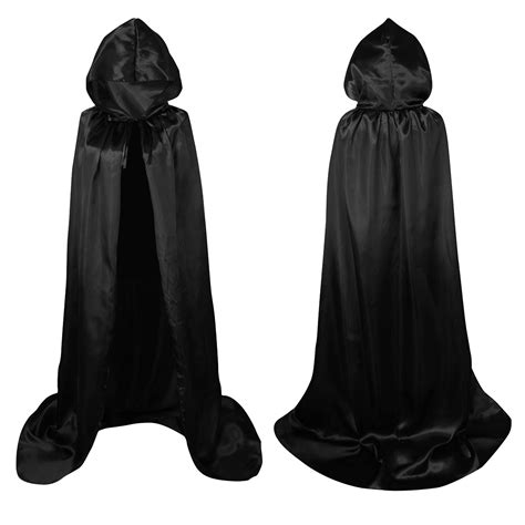 Women Men Black Hooded Cloak Cape Halloween Cloaks Cosplay Fancy Dress Costume Ebay
