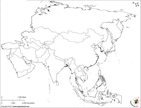 Mapa de Asia para imprimir Mapamundi Político Físico Mudo Con
