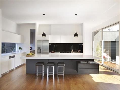 Modern Island Kitchen Design Using Floorboards Kitchen