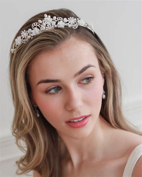 Rose And Pearl Flower Tiara Shop Bridal Crowns Dareth Colburn