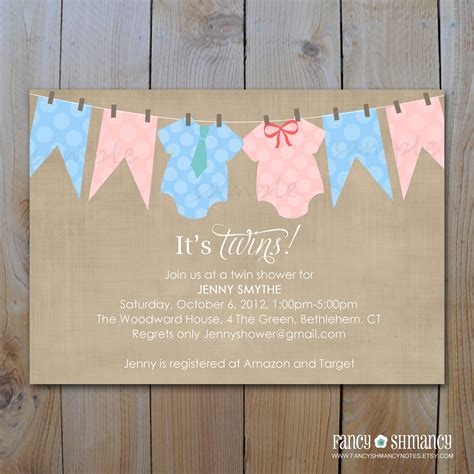5 Best Images Of Twins Baby Shower Invitations Printable Twin Baby