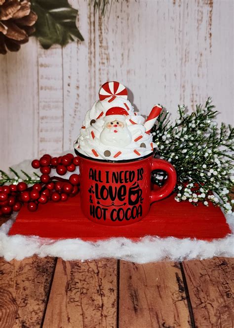 santa hot chocolate mini mug santa claus christmas merry etsy