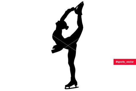Figure Skating Woman Athlete Biellmann Spin Black Silhouette Figure