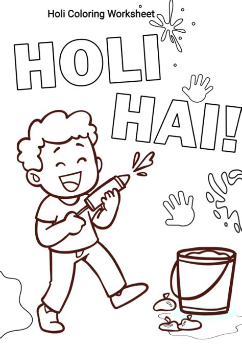 Holi Coloring Worksheet Pdf For Kindergarten