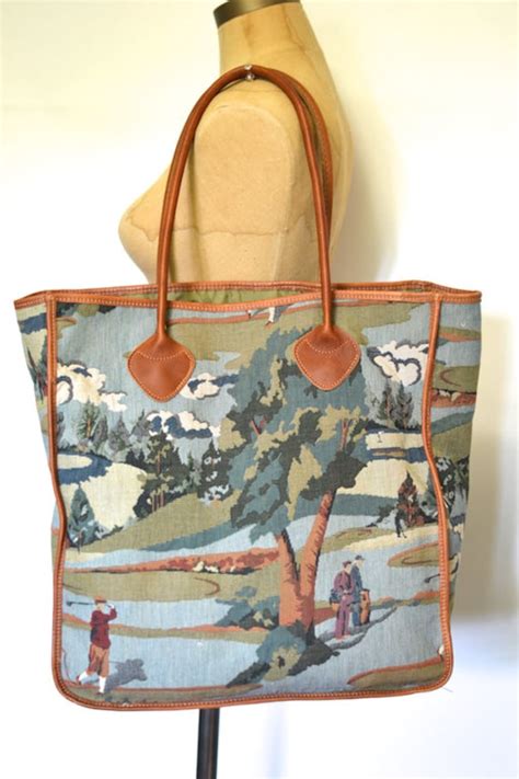 Vintage Large Tapestry Tote Bag With Nature By Rebootvintage