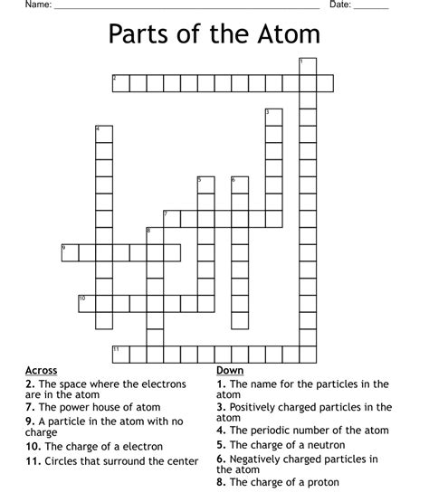 Parts Of The Atom Crossword Wordmint