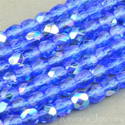 Round Faceted 3mm Sapphire Blue Transparent With Ab Ravens Journey