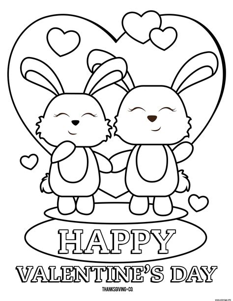 Coloriage Joyeuse Saint Valentin Deux Lapins En Amour Dessin St