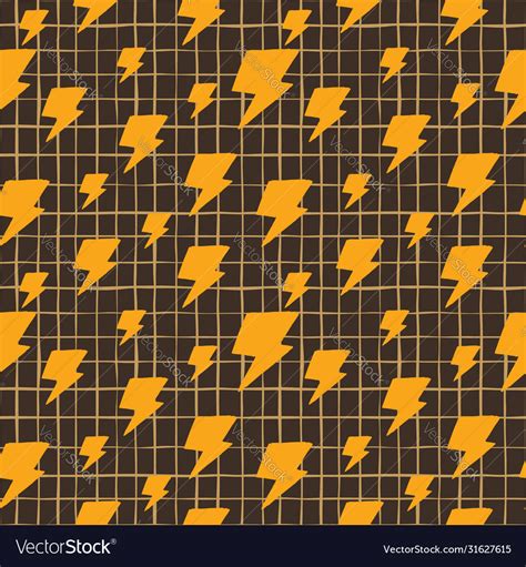 Thunder Seamless Pattern On Stripes Background Vector Image