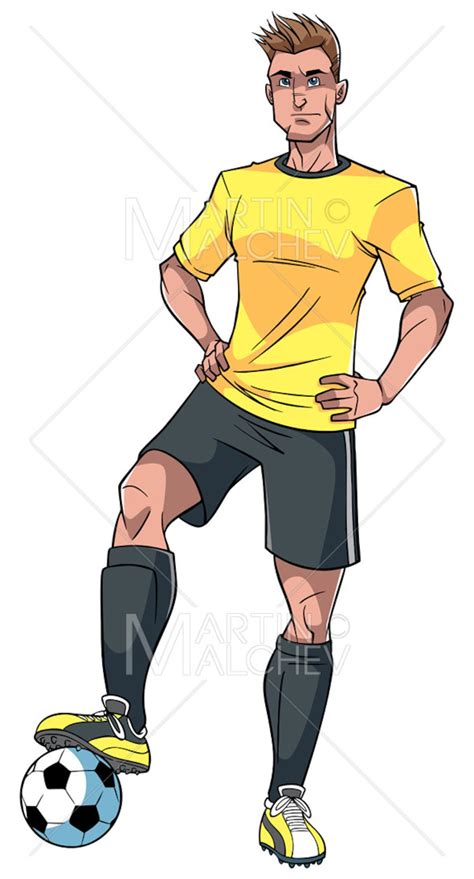 Football Player Vector Cartoon Illustration Man Soccer Ball Game