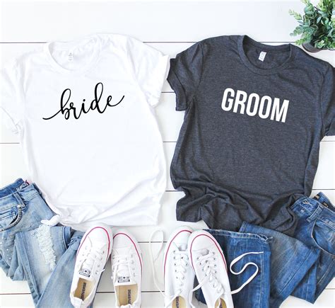 Bride And Groom Shirts Wedding Shirts Bride Groom Shirt Set Etsy Uk