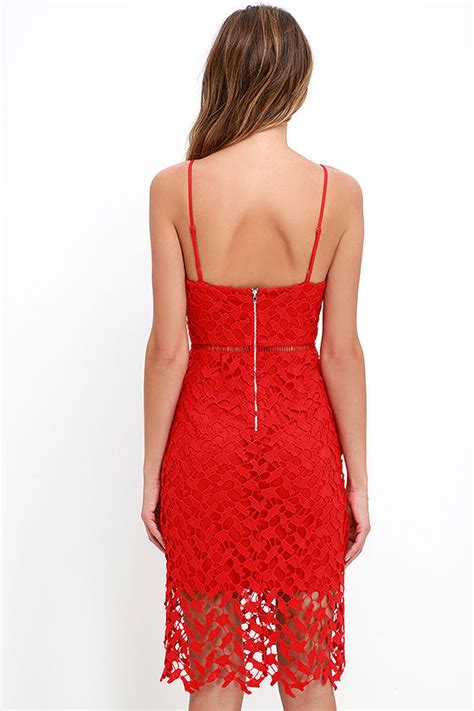Sexy Red Dress Lace Dress Midi Dress