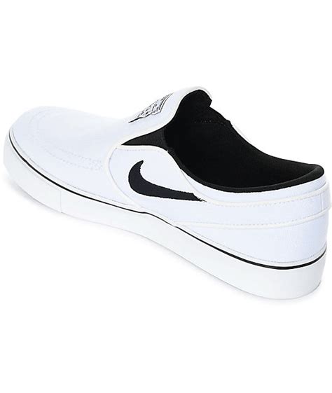 An updated insole gives the shoe more impact support than the original, while auxetic. Nike SB Janoski White & Black Canvas Slip On Women's Skate ...