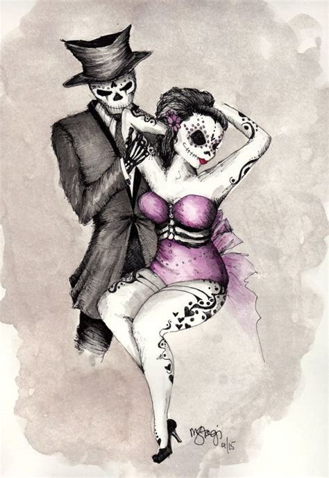 Romantic Dia De Los Muertos Couple By Stagi Works By Stagiworks On Etsy