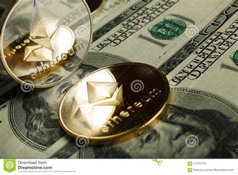Eth (ethereum) to usd (us dollar) online currency converter. Ethereum Coin With Other Cryptocurrency On Dollar Notes ...