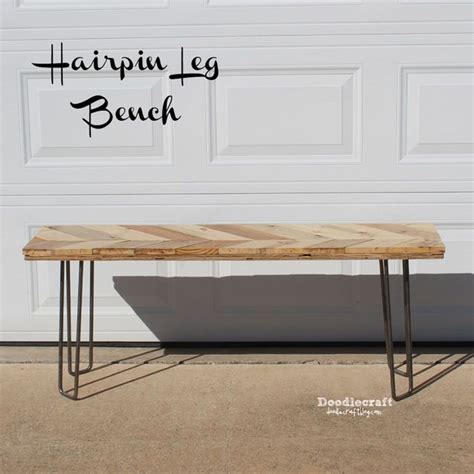 Solid striped block feet show off the rich brown and cream hues that are reflected in the diamond pattern across the top of the bench. Chevron Wood Bench With Hairpin Legs! | Diy entryway bench ...