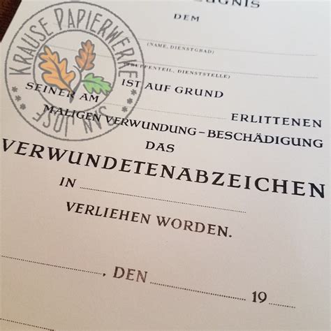 Wound Badge Certificates Krausepapierwerke