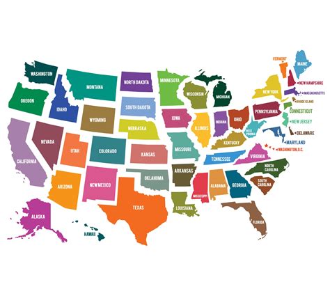 Bright Colors Usa Map Clip Art United States Of America Instant