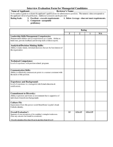 9 Examples Of Candidate Evaluation Forms Pdf Examples