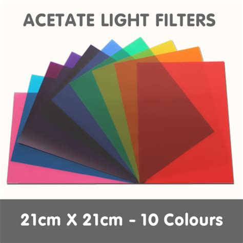 Acetate Light Filters 21cm X 21cm 10 Colours