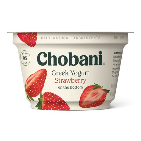 Chobani Non Fat Greek Yogurt Strawberry On The Bottom 53 Oz