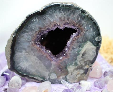 Amethyst Geode Crystal Cave Large Hollow Geode W Druzy Etsy