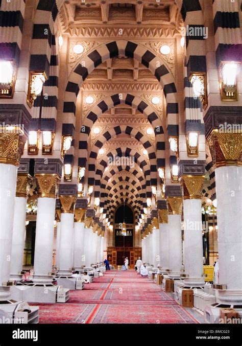 Interiors Of A Mosque Al Haram Mosque Mecca Saudi Arabia Stock Photo