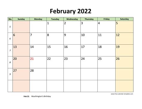 February 2022 Free Calendar Tempplate Free Calendar