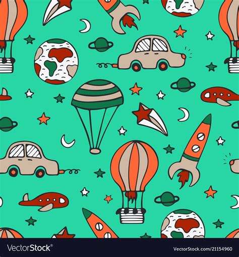 Bright Seamless Pattern For Design With Car Vector Image