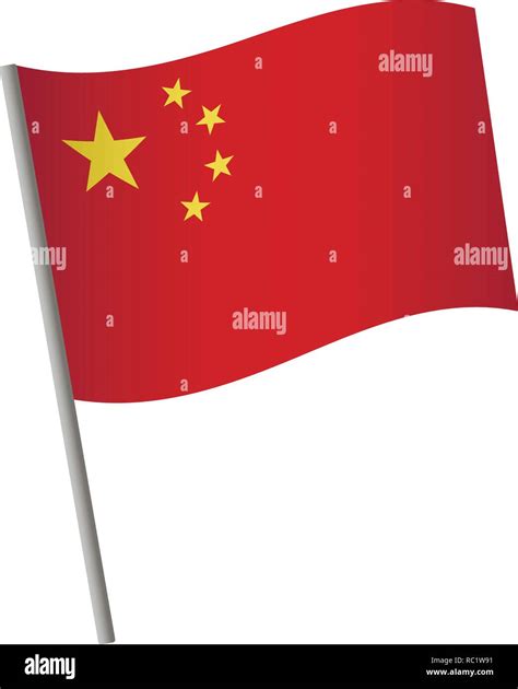 China Flag Icon National Flag Of China On A Pole Vector Illustration